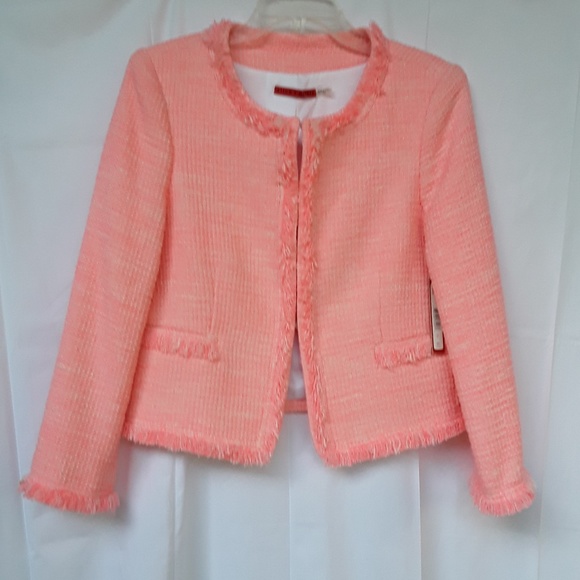 Alice + Olivia Kidman Tweed Jacket Pink Boxy Crop - Picture 5 of 7